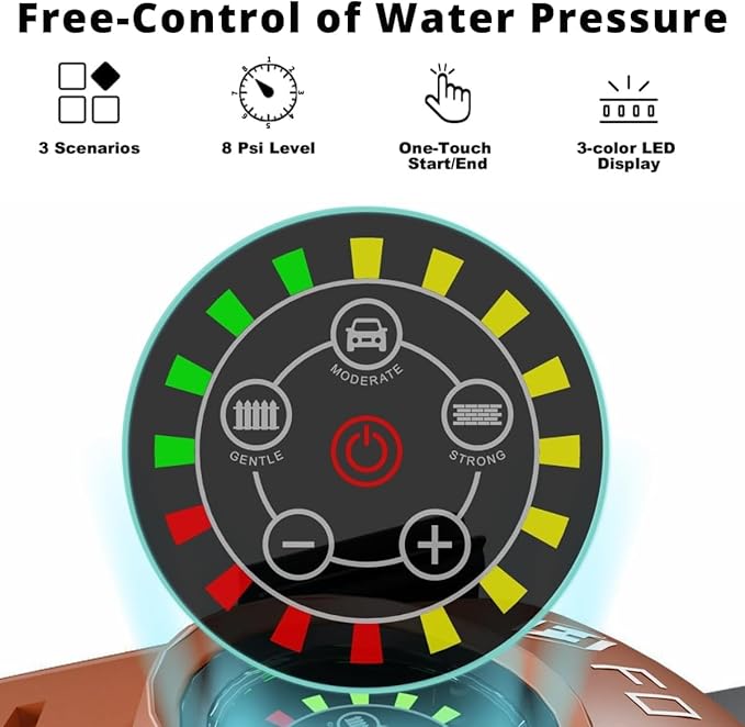 FOTING Pressure Washer with Adjustable Touch Screen 8 Level, 4 Quick Connect Nozzles,Inlet Hose&Filter&Foam Cannon for Cars/Fences/Driveways/Home Cleaning,Red