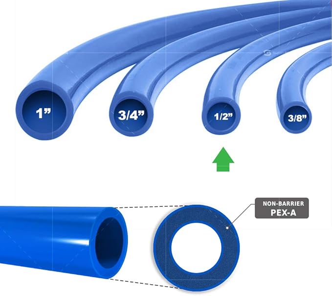 Pex-A Tubing 1/2 Inch x 500 Ft - Non-Barrier Pex Pipe for Potable Water, Blue Flexible Water Tubing