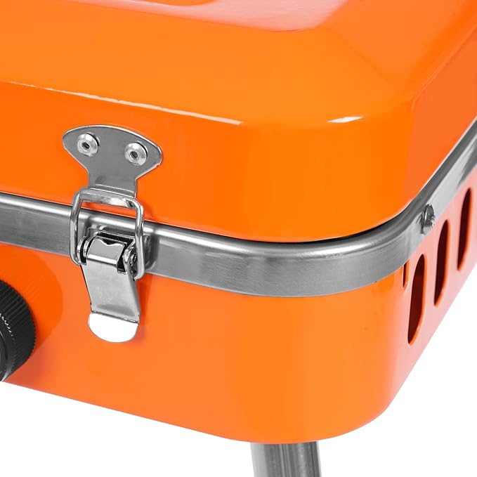 Portable Gas Grill Cooker,2-in-1 Gas Camping Stove with Detachable Legs,11,720 BTU Outdoor Grill Stove for Barbecues,Parties,Camping