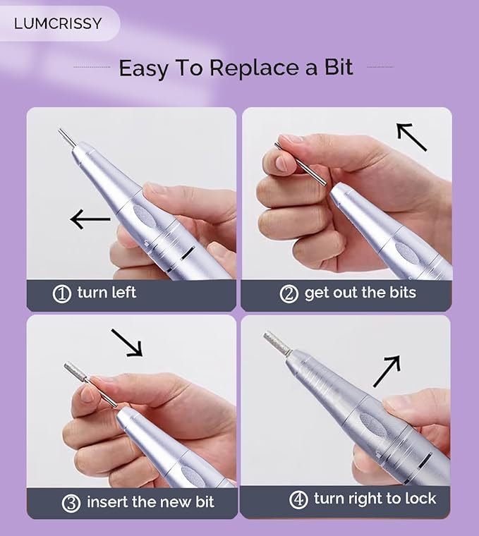 Professional Nail Drill, Lumcrissy 35000RPM Professional Nail File Machine, Rechargeable Efile for Acrylic Gel Nails with Ceramic Drill Bits Set& Sanding Bands for Manicure Salon Home Use