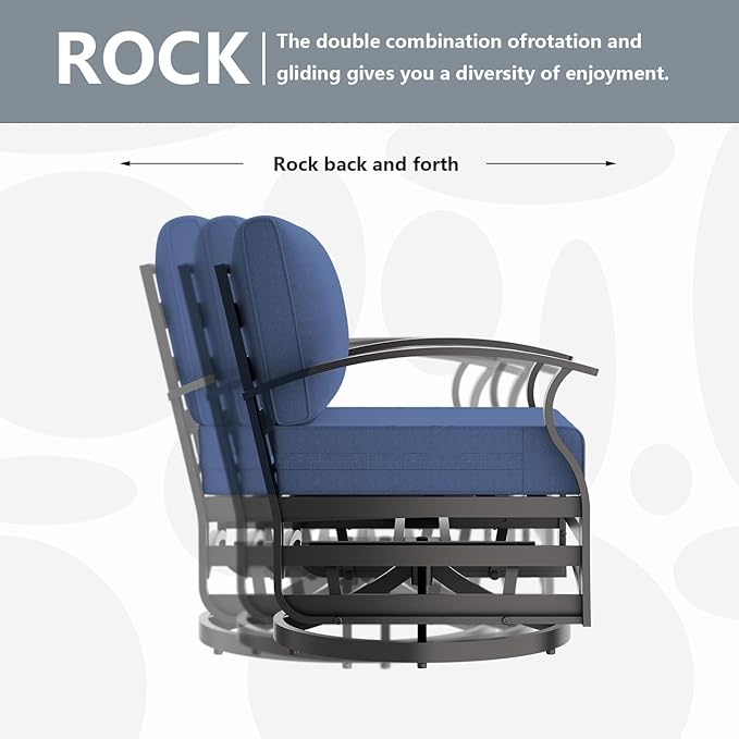 13-seat Aluminum Patio Furniture Set, L-Shaped Sectional Sofa with 2 Swivel Chairs, 5.1" Cushions, High Backrest & 2 Footstools, Durable Outdoor Patio Furniture Set, Backyard, Poolside - Blue