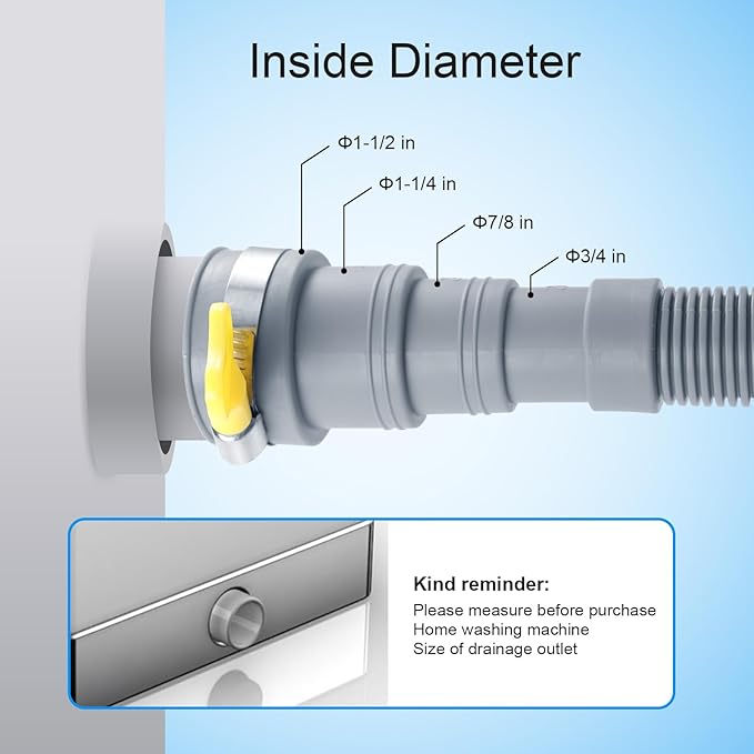 10ft Washing Machine Drain Hose, Universal Drain Hose Extension Kit for Washer, Dishwasher, Flexible Discharge Hose for LG/GE/Samsung, Fit up to 1-1/2 Inch Drain Outlets (10)