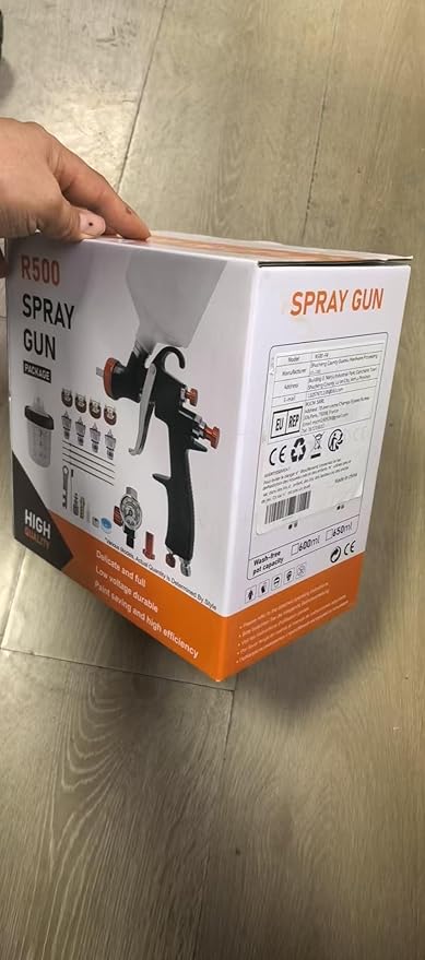 R500 LVLP Air Spray Gun with 10pcs 650ml Disposable Cups 1.3/1.5/1.7/2.0mm Nozzles, Automotive Paint Guns R500 Paint Gun Sprayer for House Painting, Car, Furniture