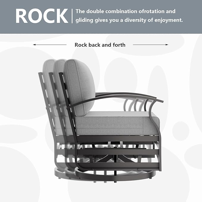 Aluminum Patio Furniture Set, 10 Seats Outdoor Patio Conversation Sets with Swivel Chair Modern Metal Sectional Sofa with Upgrade Cushions for Patio, Backyard - Grey