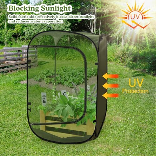 Pop Up Garden Mesh Plant Protectors Tent Net Cage, Pest Guard Covers for Protect Outdoor Vegetables Strawberry Fruit Flowers Shrubs from Birds Insects (1, Dark Green)