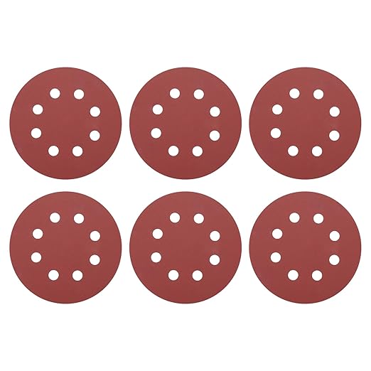 HARFINGTON 20 Pcs 5 Inch Sanding Discs, 1500 Grit Hook and Loop Sandpaper, 8-Hole Aluminum Oxide Orbital Sander Sandpaper for Woodworking Automotive Metal Polishing, Red