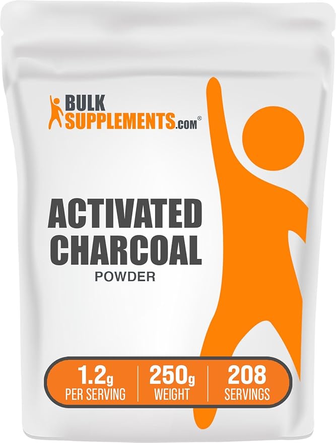 BulkSupplements.com Activated Charcoal Powder - from Coconut Charcoal, for Teeth Whitening - Vegan & Gluten Free, 1.2g per Serving, 250g (8.8 oz) (Pack of 1)