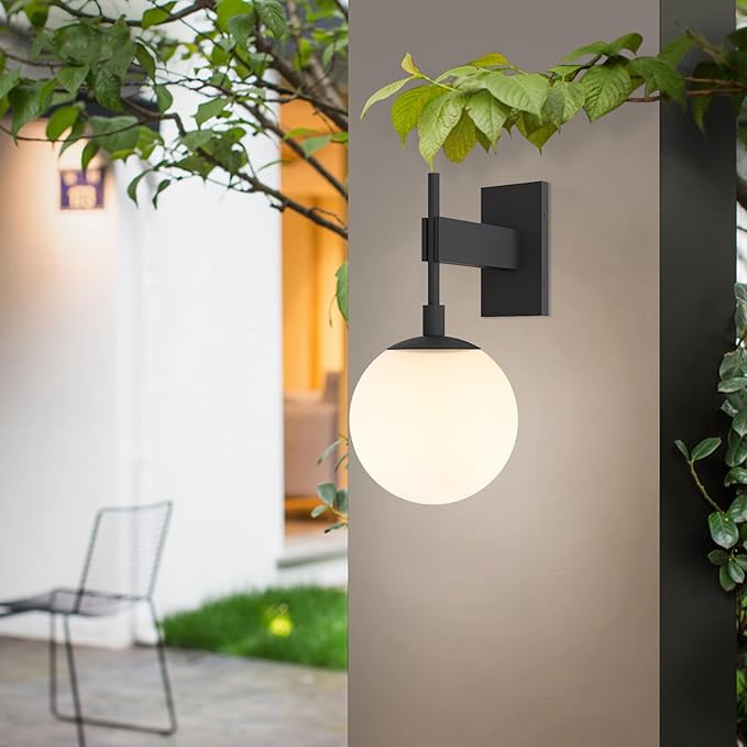 Hyunbae Outdoor Wall Sconce, 18.9" Large Size Wall Light, Exterior Light Fixtures Wall Mount for House, Globe Glass Front Porch Lights, Waterproof Outside Lighting Sconce Lamp with E26 Base