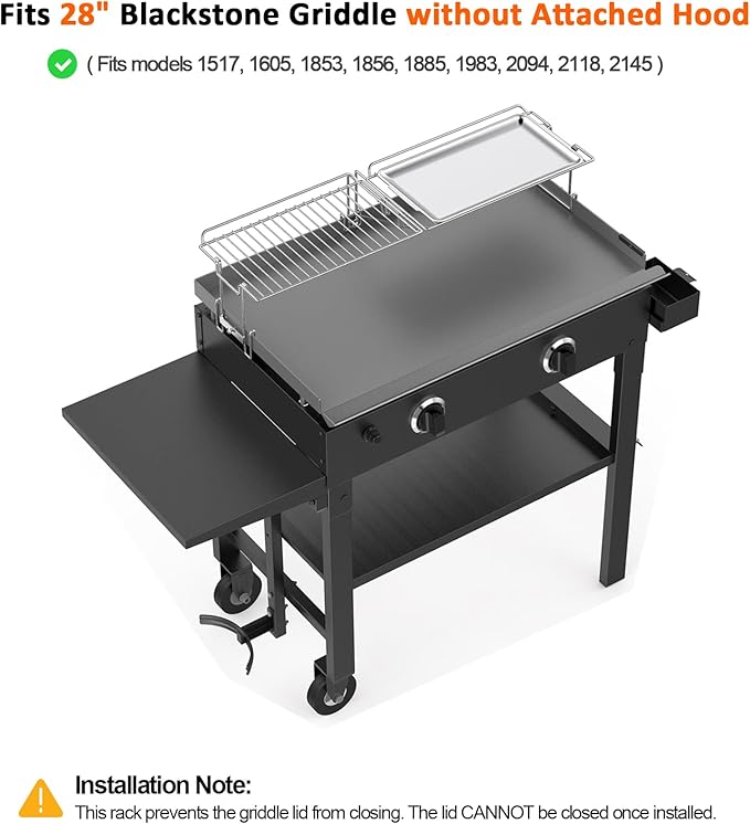 Stanbroil Griddle Warming Rack and Tray for 28" Blackstone Griddle - Foldable Cooking Grate BBQ Accessories Compatible with 28" Blackstone Griddle (Not Work with Hood)