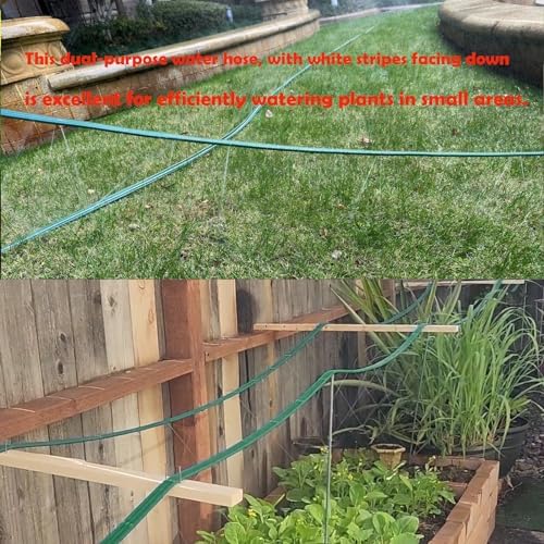 Watoo 2026 Sprinkler Hose & Soaker Hose for Yard - 25 FT Reinforced Flat Garden Hose with Holes, Heavy Duty No-Kink Lawn Irrigation Hose (Includes Stakes, High Pressure Spray)