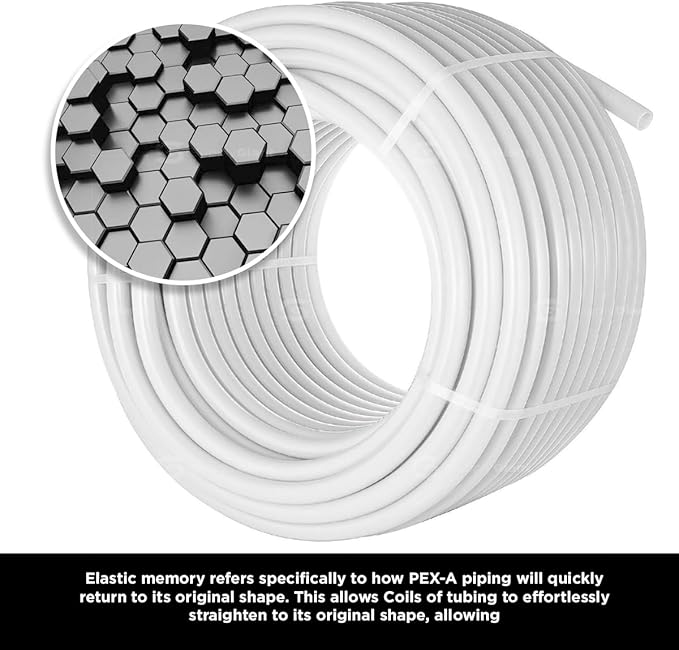 Pex-A Tubing 1-1/2 Inch x 100 Ft Coil, Non-Barrier Pipe for Potable Water, Flexible Water Tubing for Plumbing, White