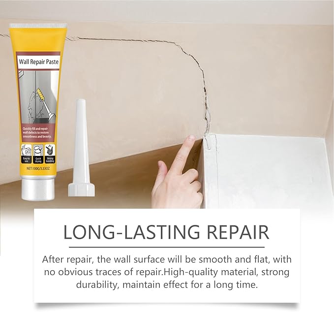 Wall Crack Filler - Home Improvement Crack Fix, Ceiling Mending Paste, Quick Drying, Home Repair, Improvement Tool, Filler Paste for Walls, Ceilings, Maintenance, 2.17x6.42 Inches