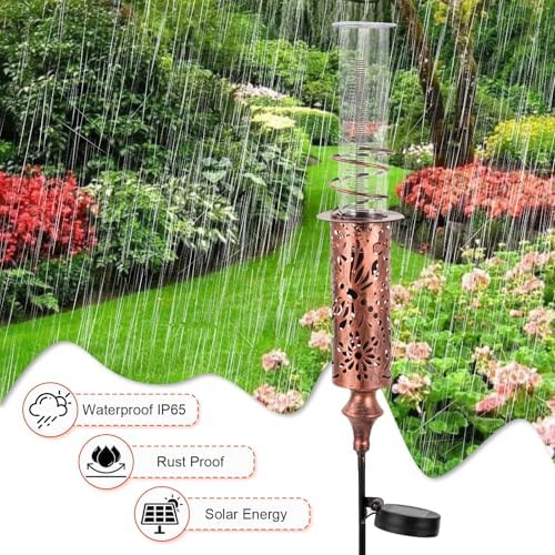 Rain Gauge Outdoor, Solar Water Gauge for Rain
