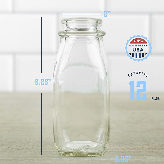kitchentoolz Salad Dressing Shaker Bottle – 12oz Glass Bottle with Silicone Pour Spout and Tamper-Proof Lid for Sauces and Marinades - Salad Dressing Dispenser Container