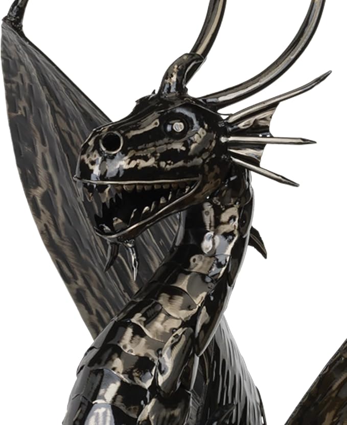 Regal Art & Gift Dragon Metal Statue – Indoor Outdoor Decorative Sculpture for Home & Garden Décor, Weather-Resistant Yard Art Figure for Patio, Lawn, Pewter