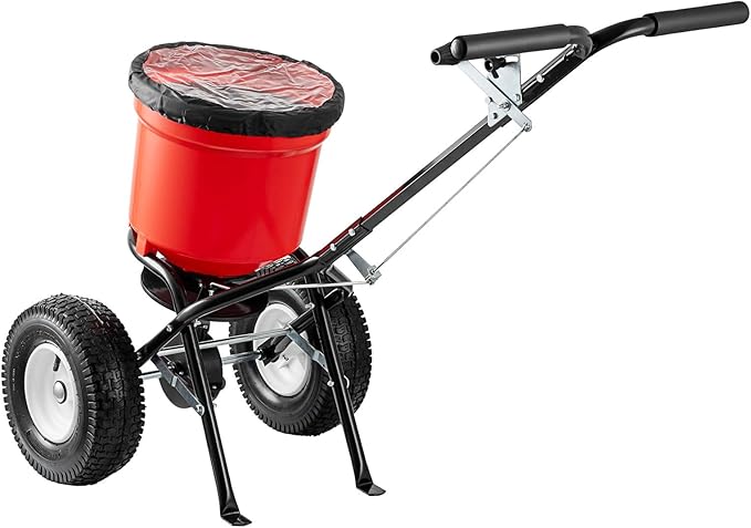Fertilizer Spreader, 90LBS Walk Behind Push Spreader, Broadcast Spreader for Seed, Fertilizer, Salt with 12.5-Inch All Terrain Pneumatic Tires