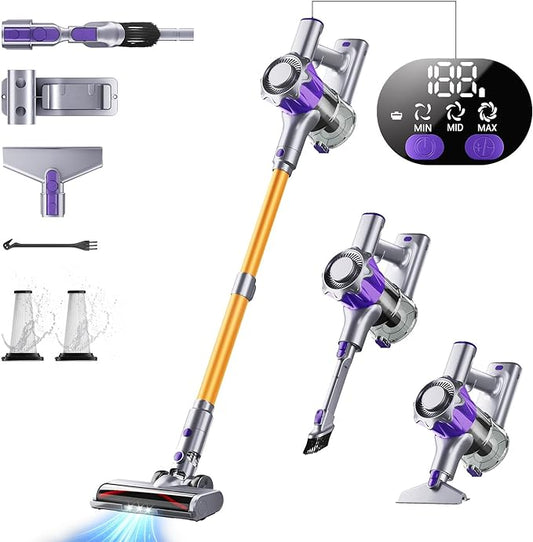Cordless Vacuum Cleaner, 450W 48Kpa Powerful Stick Vacuum, Up to 65Mins Rechargeable Battery, Vacuum Cleaners for Home Anti-Tangled Lightweight Handheld for Hardwood Floor, Carpets, Pet Hair