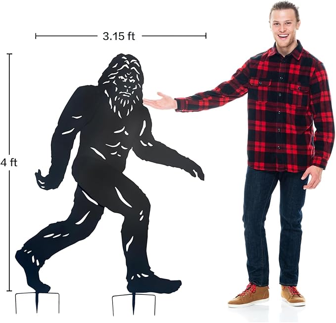 4ft Bigfoot Outdoor Decor Big Foot Sasquatch Gifts for Men/Dad/Women Metal Bigfoot Silhouette Statues for Yard Decor, Garden Decor, Yard Art, Forests, Yard Display, Lawn Decorations