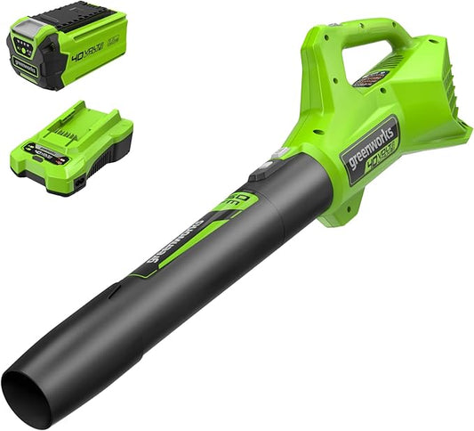 Greenworks 40V (100 MPH / 350 CFM) Cordless Axial Leaf Blower, 2.0Ah Battery and Charger Included