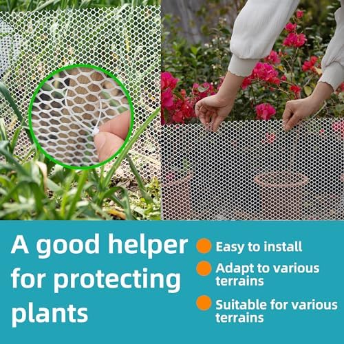 Pet & Garden Safeguard - 15.7IN x 49.2FT Roll - White Plastic Netting, Multi-Use Decorative Fence for Poultry, Dogs, Rabbits,Chicken and Snake Barrier
