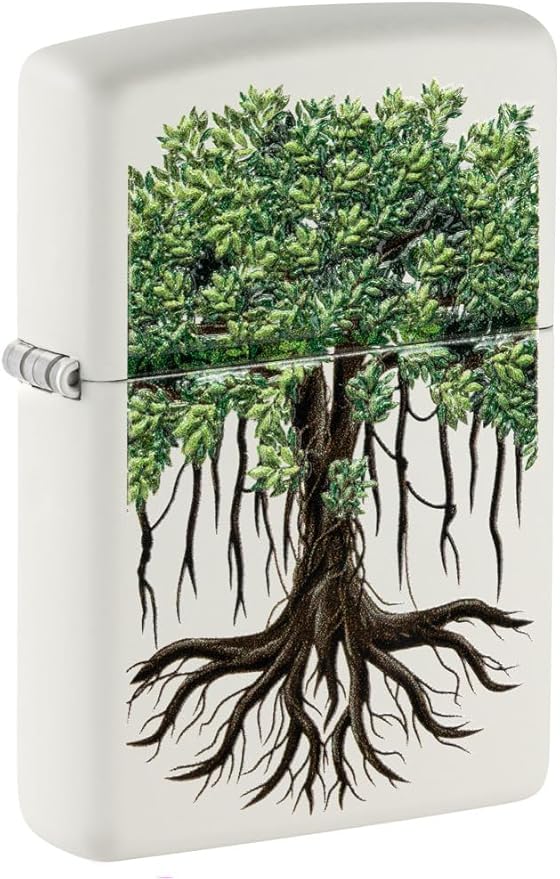 Zippo Tree of Life Texture Print Design White Matte Pocket Lighter