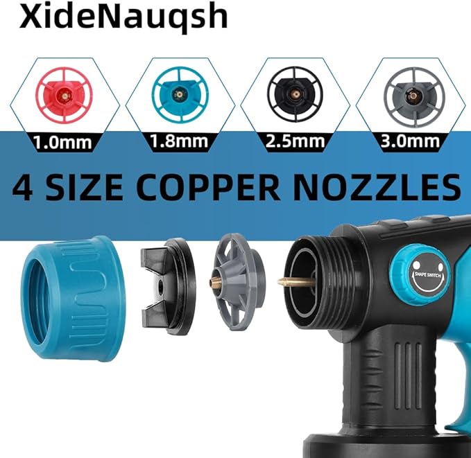 Cordless Paint Sprayer Compatible with MAKITA 18V Battery, HVLP Spray Paint Gun with 4 Copper Nozzle, 200W High Power Motor Paint Sprayer for Furniture (Battery Not Included) (for MAKITA)