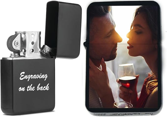 Custom s Infinity Lighter! Personalize Lighter with Your Photo or Logo! Customized - Christmas, Halloween & Valentines Day Gift (St Black)