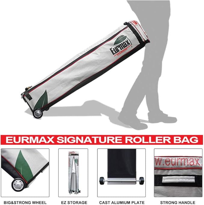 Eurmax USA 10'x15' Pop Up Canopy Tent Commercial Instant Canopies with Heavy Duty Roller Bag,Bonus 4 Sand Weights Bags (Burgundy)