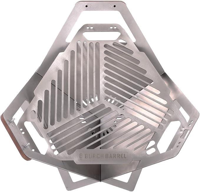 Burch Barrel Flat Packer Outdoor BBQ Charcoal Grill and Wood Firepit | Our Foldable, Portable and Compact Grill is Made from Stainless Steel | Lightweight and Easy to Assemble
