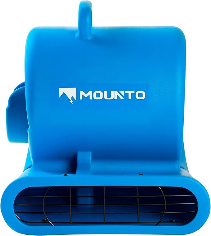 MOUNTO 1/3 HP 2000 CFM Air Mover for Water Damage Restoration – Heavy-Duty Carpet Dryer & Floor Blower Fan with 3 Speeds, Dual GFCI Outlets & 25ft Power Cord