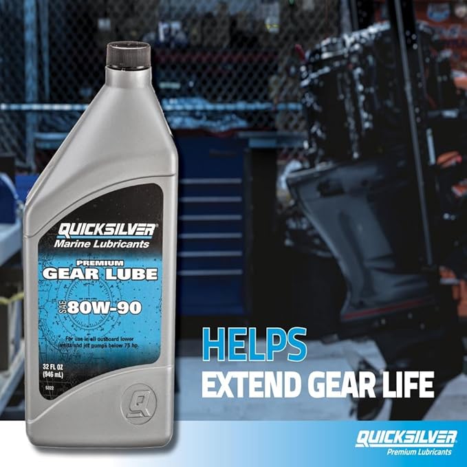 Quicksilver by Mercury Marine 80W-90 Premium Gear Lube, Marine Engine, 2.5 Gallon