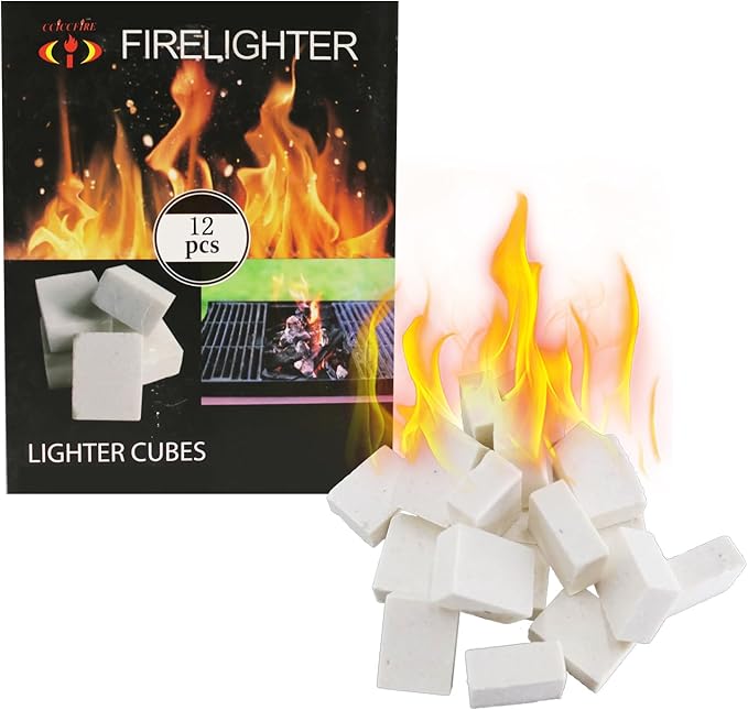 Fire Starters 12 Squares for Fileplace: Waterproof Firestarter for Stove Camping Grill Campfires BBQ