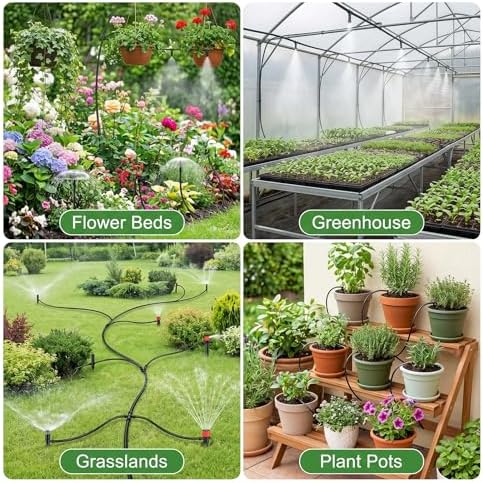 Drip Irrigation Kit – 230FT Automatic Garden Watering System with Quick-Connect 1/4" & 1/2" Fast-Lock Tubing, Adjustable Nozzles & Sprinklers for Greenhouse, Lawn, Potted Plants