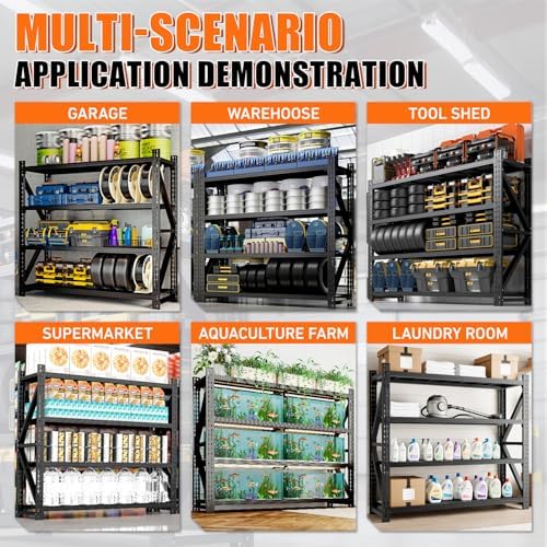 6000LBS 4 Tier Garage Storage Shelves, Heavy Duty Adjustable Storage Rack for Warehouse, Basement, Shop and Office, Commercial-Grade Steel Organizer, 75" W x 24" D x 69" H