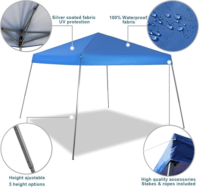 MFSTUDIO Pop up Canopy Tent,12x12 ft Footprint and 9x9 ft at top Canopies, Gazebo Shelter Sun Shade Waterproof Patio Popup Tents 4 Sandbag, for Beach,Parties,Camping