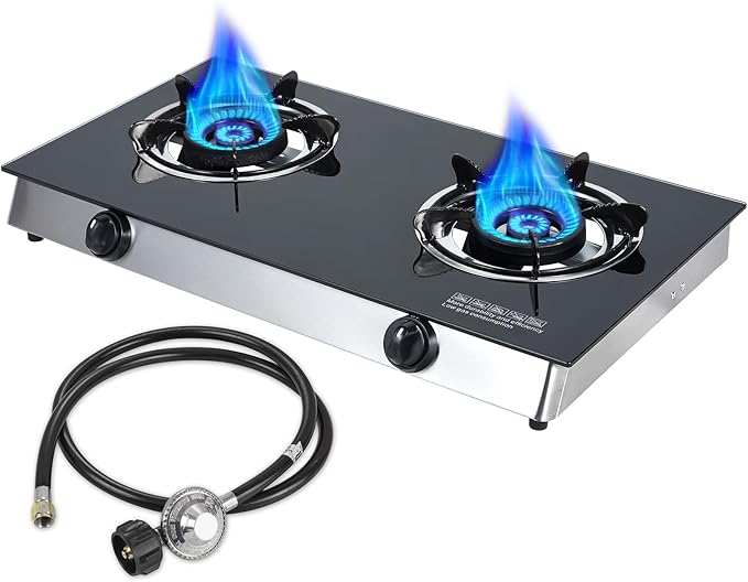 Llamaviva 3 Burner 35" Flat Top Grill with Foldable Shelves 45000 BTU Outdoor Griddle for Propane High-Pressure Systems Portable BBQ Grill (2-Burner Cooktop)