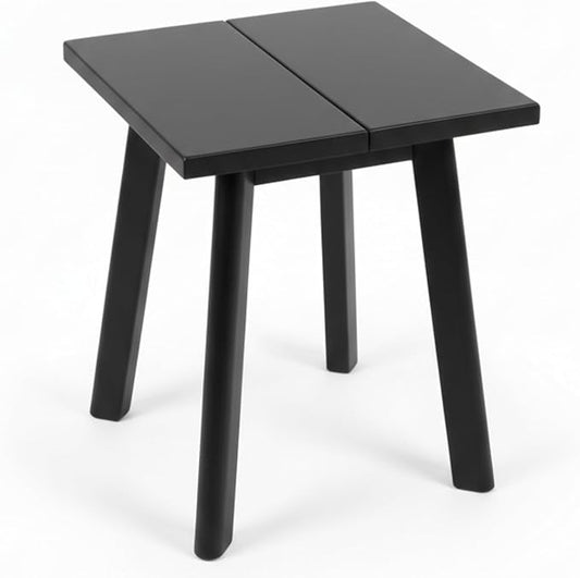Black Teak Wood Shower Seat with Stainless Steel Legs – Waterproof Non-Slip Bath Stool, Indoor & Outdoor Use, 440 lbs Capacity, ADA Compliant, Handmade Compact Modern Design Bench