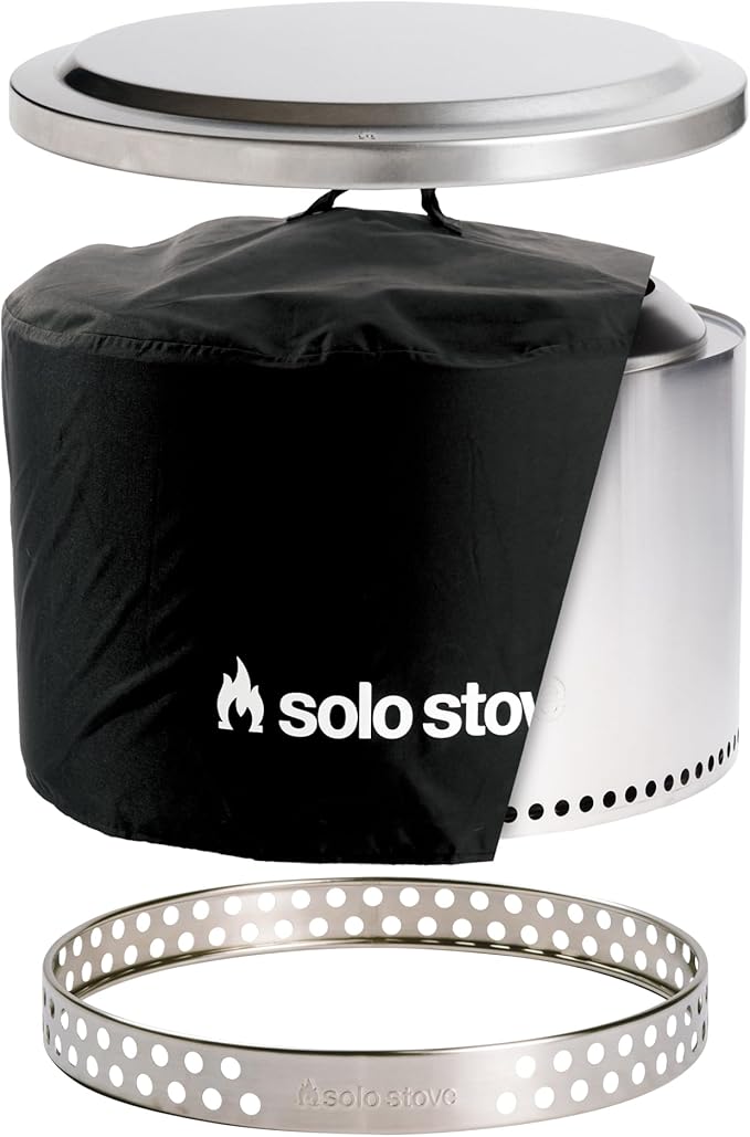 Solo Stove Yukon Amazon Exclusive Bundle | Smokeless Fire Pit with Stand, Lid & Shelter | Wood Burning Stainless Steel Campfire Pit with Ash Pan | Ideal for 6+ People | 27in Dia, 19in H, 59lbs