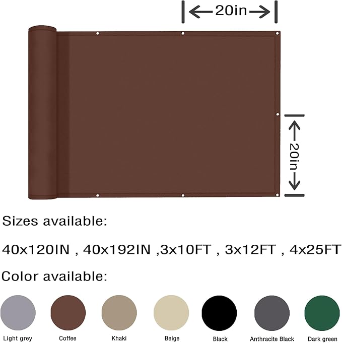 4'x25' Aiwi Space 100% Solid Non-See-Through Privacy Fence Panel, 4ft Garden Privacy Fence, Full Privacy Protect for Balcony, Backyard,Porch, Railing and Pool, Black