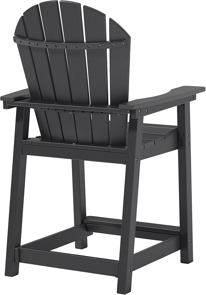 OTSUN Outdoor Tall Adirondack Chair, HDPE Weather Resistant Outdoor Chair for Garden, Backyard, Poolside, Capacity 400LBS (6 PCS, Black)