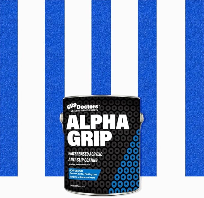 Alpha Grip Non-Slip Paint for Concrete & Asphalt – Non-Skid Coating Ideal for Striping Parking Lots, Playgrounds & Pavements (Safety Blue, Quart)