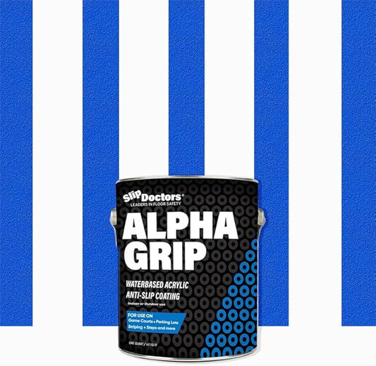 Alpha Grip Non-Slip Paint for Concrete & Asphalt – Non-Skid Coating Ideal for Striping Parking Lots, Playgrounds & Pavements (Safety Blue, Quart)