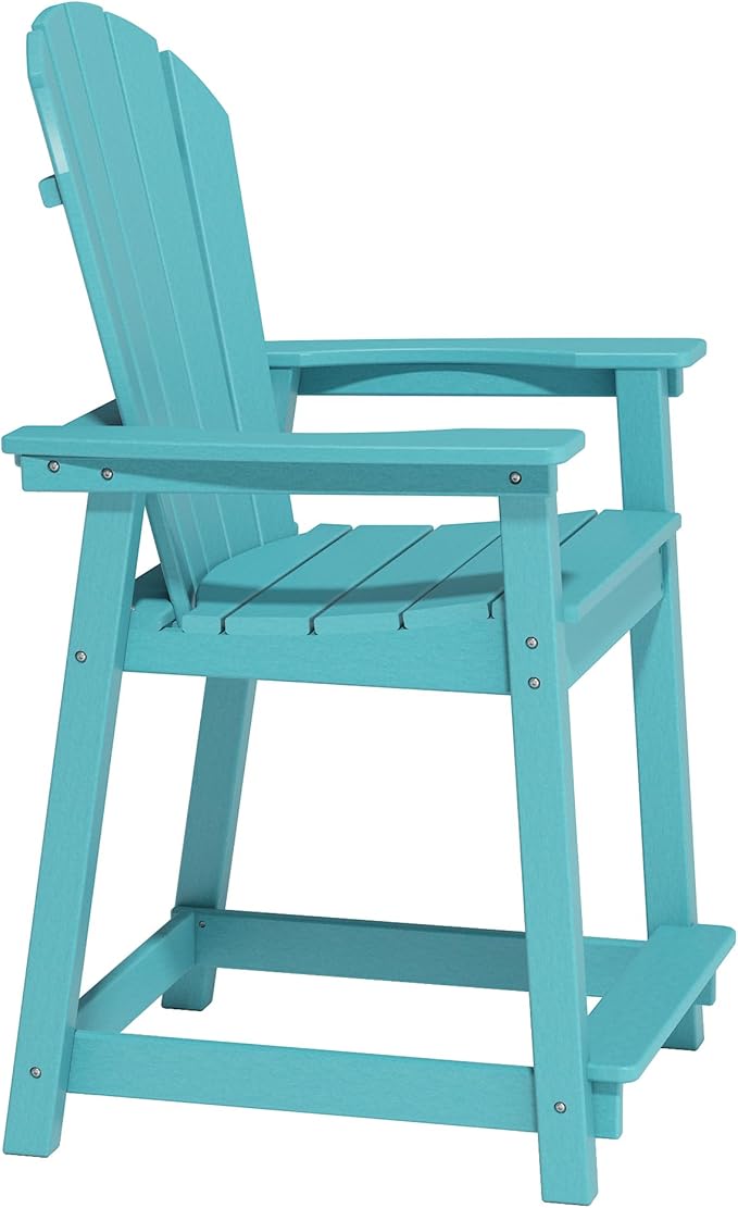 OTSUN Tall Adirondack Chair, HDPE Outdoor Chair for Garden, Backyard, Poolside, Capacity 400LBS (1 PC, Aruba Blue)
