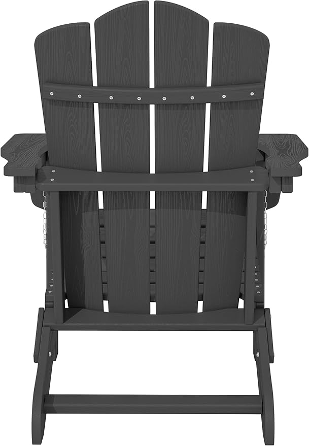 KINGYES Folding Adirondack Chair Set of 4, HDPE All-Weather Folding Adirondack Chair, Grey