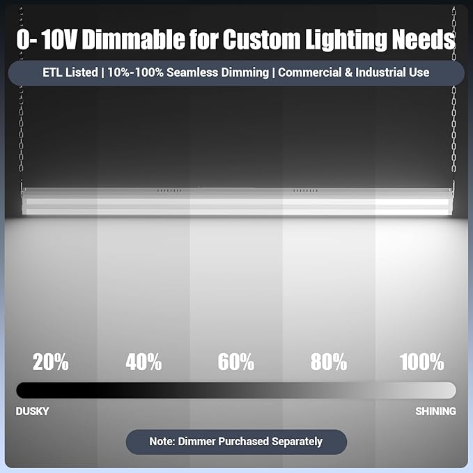 LED Linear Shop Lights 400W, 22500LM Led High Bay Lights 5000K Daylight 120-277V, Led Garage Light for Shop Workshop Store Commercial Supermarket Warehouse Basement Exhibition Room ETL