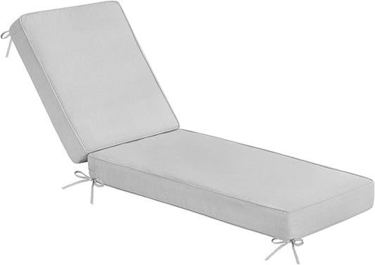 Sundale Outdoor Olefin Chaise Lounge Cushion, Water-Resistant Patio Lounge Chair Cushion, Thick Lounger Pad with 4 Straps Light Gray, 80 x 26 x 4 Inches