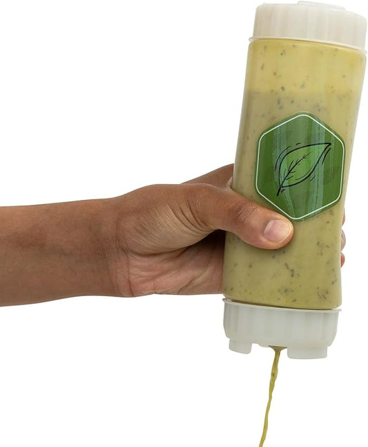 18oz Refillable FIFO Squeeze Bottle for Green Sauce – No-Drip BPA-Free Condiment Dispenser with White Cap, Dishwasher Safe for Pesto, Chimichurri, Green Goddess, Herb Dressings