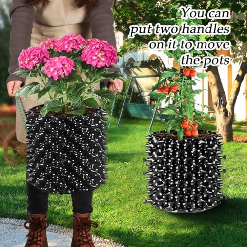 RooTrimmer Air Pruning Planters 5 Gallon 6-Pack, Sturdy Plastic Roots Control Planter Container for Fruit Vegetable Garden Orchard, Size 12"x12",Black