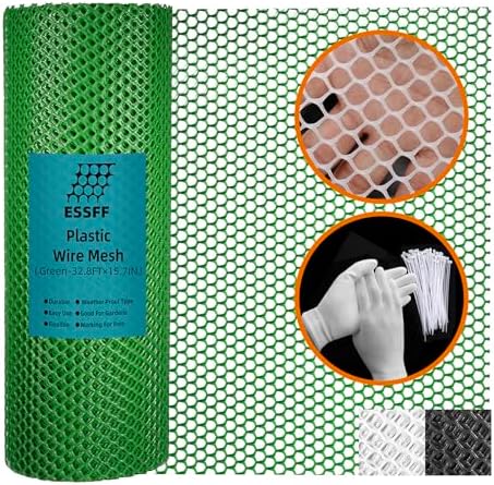 Pet & Garden Safeguard - 15.7IN x 32.8FT Roll - Green Plastic Netting, Multi-Use Decorative Fencing for Poultry, Dogs, Rabbits,Chicken and Snake Barrier