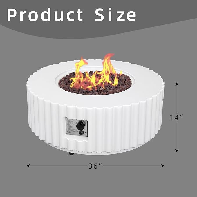 Afterglow Firepits All Terrafab External Gas Tank for Outdoor Use Round 50000Btu, White